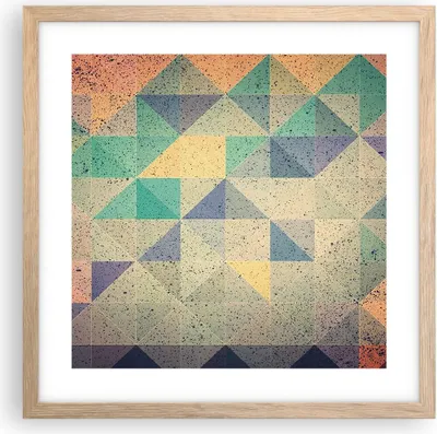 Produktbild von Gerahmtes Poster - Rahmen in heller Eiche - Abstraktion Dreieck Muster - 40x40 cm - Wand Bild - Wanddeko - Wandbilder - Wandposter - Bilderrahmen - Bilder - Kunstdruck - Wandbild - P2NAC40x40-4287