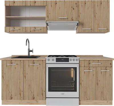 Immagine prodotto di Cucina componibile Vicco R-Line Rovere artigianale/rovere Goldkraft 200 cm senza piano di lavoro, Model 48924