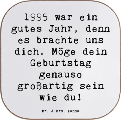 Produktbild von Mr. & Mrs. Panda Untersetzer Glas Spruch 1995 Geburtstag - Weiß - Geschenk, du, Glückwunsch, gläseruntersetzer, Freundschaft, Tassen, Coaster, für Gläser, Erinnerungen