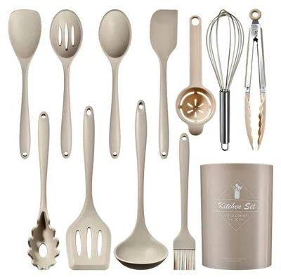 Immagine prodotto di Set di 12 utensili da cucina in silicone, completo di supporto