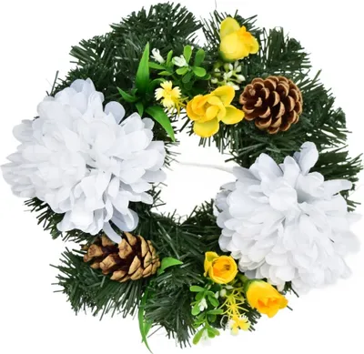 Image de Couronne d'automne avec chrysanthèmes blancs Ø20 cm