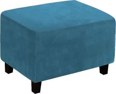 Produktbild von Samt Plüsch Ottomane  Schutzhülle Hohe Dehnung Samt Fuß Hocker Schutz Abdeckung für Fußstütze Ottomane Möbel (Groß, Blau)