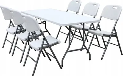Zdjęcie produktu dla Stół ogrodowy BDW z 6 stołkami Składany stół 180x75 cm z uchwytem do przenoszenia,