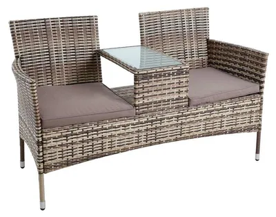 Produktbild von Polyrattan Gartenbank Sitzbank 2-Sitzer Gartenmöbel Balkonmöbel Beige-Braun