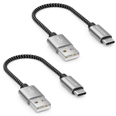 Produktbild von deleyCON USB-C Kabel Set 0,15m Nylon Ladekabel Datenkabel, 2 Stück