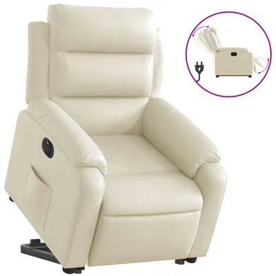 Image de vidaXL Fauteuil relax avec releveur électrique Crème similicuir