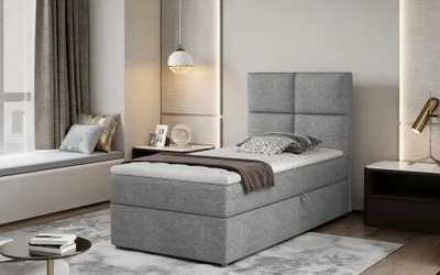 Obrázek produktu pro Jednolůžková kontinentální postel 90x200 RERVIO - šedá