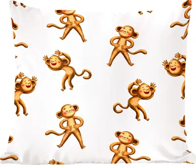 Produktbild von MuchoWow® Zierkissen Sofakissen Wohnzimmer Dekokissen 60x60 cm Dschungel - Design - Affe - Kinder - Sitzfläche - Foto Polster