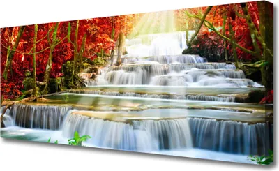 Produktbild von Tulup Leinwand-Bilder 125x50 Wandbild Canvas Kunstdruck Wasserfall Wald Natur