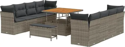 Immagine prodotto di vidaXL Set di divanetti da giardino con cuscini e portaoggetti 11 pezzi grigio