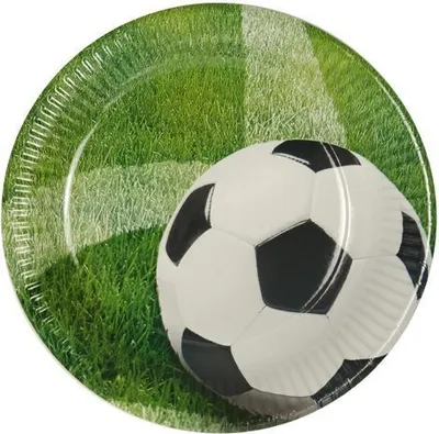 Produktbild von 200 Papstar Teller, Pappe rund Ø 23 cm Football 81637 Pappteller Einwegteller Partyteller Fußball WM EM