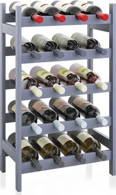 Produktbild von Bambus Weinregal 20 Flaschen 5-stöckig grau Weinhalter Küche Keller Bar