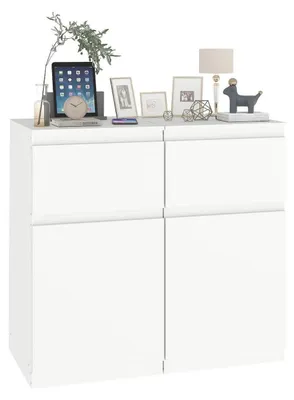 Obrázok produktu pre Sada dvoch komód, biela farba, 1 zásuvka, 1 dvierka, rozmer 40x40x75 cm, materiál: MDF