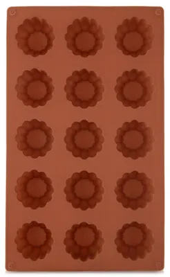 Produktbild von Orion | Pralinenform - 28x17x2,8 cm - Antihaftbeschichtet - Silikon - Mini Keksform Blume Braun