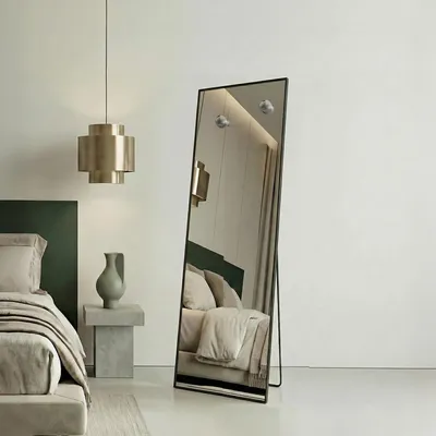 Produktbild von SONGMICS Ganzkörperspiegel mit Vergrößerungsspiegel, Sicherheitsglas, rechteckig, 150 x 40 cm, schwarz