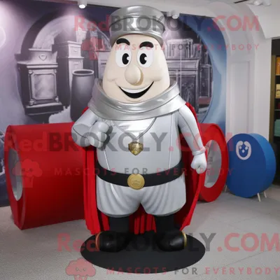 Image de Personnage de costume de mascotte REDBROKOLY Silver Ring Master habillé avec un short de course et des porte-documents