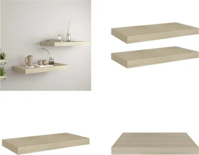 Obrázok produktu pre vidaXL Plávajúce nástenné police 2 ks. Dubová farba 50x23x3,8cm MDF - Nástenná polica - Nástenné police - Plávajúca nástenná polica - Plávajúce nástenné police