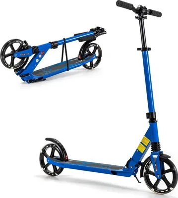 Obrázek produktu pro KOMFOTTEU dětská koloběžka se 2 kolečky, LED a brzdou, skládací skateboard, 3 nastavitelné výšky, hliníková koloběžka se stojanem a pásem, nosnost 100 kg, pro děti od 8 let