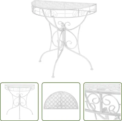 Imagen del producto de Mesa auxiliar "The Living Store" de estilo vintage, semicircular, de metal, 72x36x74 cm, color plateado