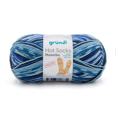 Produktbild von Gründl Wolle Hot Socks Manerba 4-fach 100 g hellblau-blau-nachtblau-natur