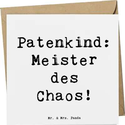 Produktbild von Mr. & Mrs. Panda Grußkarte Spruch Patenkind Chaosmeister - Weiß - Geschenk, Patenschaft, Klappkarte, Fürsorge, faltkarte, Humor, Liebe, Chaos, Glückwunschkarte, Jubiläen