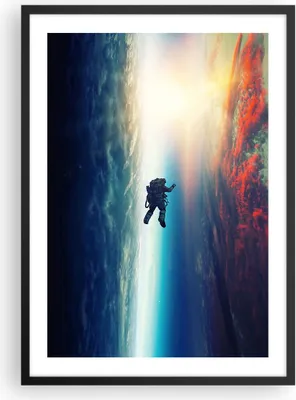 Produktbild von Gerahmtes Poster - Schwarzer Rahmen - Kosmos Astronaut Planet - 50x70 cm - Wand Bild - Wanddeko - Wandbilder - Kunstposter - Wandposter - Bilderrahmen - Bilder - Kunstdruck - P2BPA50x70-5049
