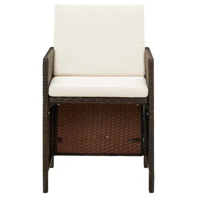 Produktbild von Möbel Outdoor-Stuhl/Picknickstuhl - Gartenstühle mit Kissen 4er Set - Gartensessel - Poly Rattan Braun - 52x56x85 cm Top2511476