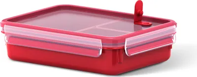 Image de EMSA Boîte à micro-ondes Clip&Micro 2.0 1,2 l 22,6x16,7x5,9cm rouge avec 3 inserts