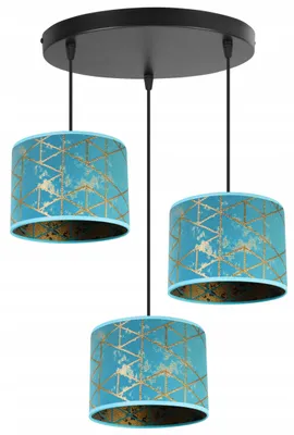 Produktbild von Kronleuchter Pendelleuchte mit goldenem Muster – Moderne Hängelampe mit Lampenschirm, Deckenlampe für Wohnzimmer und Esszimmer