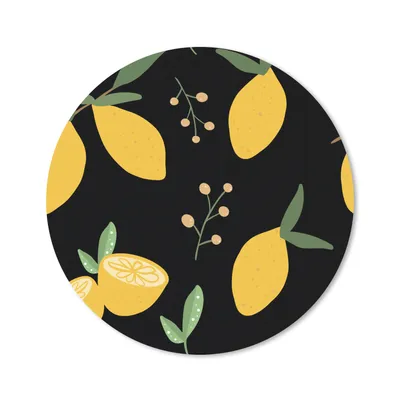 Produktbild von MuchoWow® Mauspad Mousepad Zitrone - Früchte - Schwarz - Muster 20x20 cm - Mousepads - Maus Mat - Pad - Mausunterlage - Schreibtischmatte