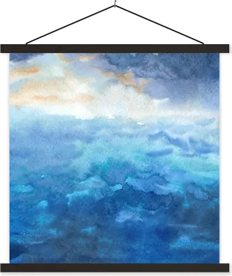 Produktbild von MuchoWow® Textilposter Meer - Wasserfarben 40x40 cm mit schwarzem Rahmen - Fotos