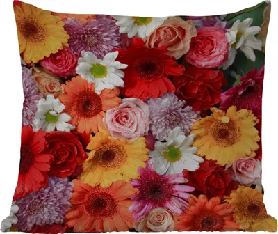 Produktbild von MuchoWow® Outdoor Kissen - Blumen - Farben - Gerbera - Rosen - 50x50 cm - Wetterfest - Lounge Kissen - Komfortabel - Kissen mit Bild