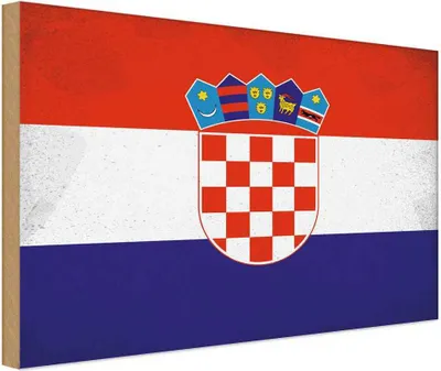Produktbild von vianmo Holzschild 20x30 cm Kroatien Croatia Vintage Flagge Fahne Wappen