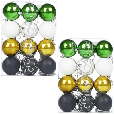 Image de CASARIA® Set de 48 boules de Noël en plastique robuste Décoration pour sapin vert Ø 6cm Décoration de Noël intérieur
