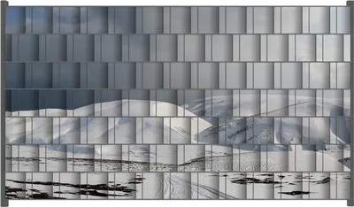Produktbild von Wallario Zaunsichtschutz mit Motiv Schneebedeckte Hügel am Meer für Ein- und Doppelstabmatten Zäune in der Größe 250 x 140 cm