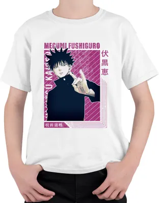 Produktbild von Jujutsu Kaisen Megumi Fushiguro Anime Ästhetik Fan Geschenk Vintage Uni Kinder T-Shirt, Weiß, 128