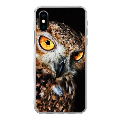 Produktbild von MuchoWow® Handyhülle Schutzhülle Hülle für iPhone X Eule - Schwarz - Gelb Silikon Softcase Handy Hülle - Handyhülle