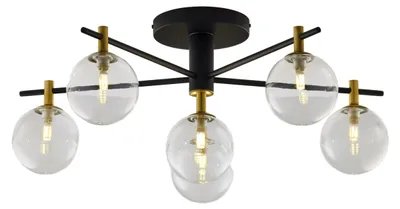 Productafbeelding van Plafondlamp FIGARO, zwart-goud, 6xG9x8W, metaal, afmetingen: 34x76x76 cm, IP20, Jupiter