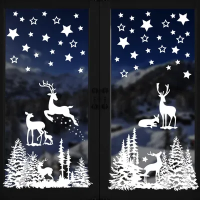 Weihnachts-Fensteraufkleber, 9 Bögen, 30x20 cm, weiß, wiederverwendbar, PVC