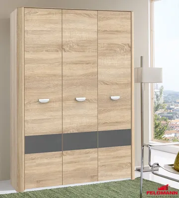 Image de Armoire à 3 portes, 133 cm, chêne Sonoma / gris