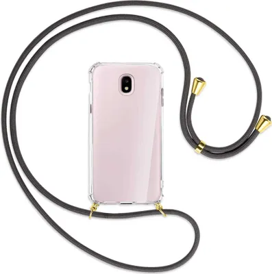 Produktbild von Handykette Backcover-Schutzhülle mit Band (Metall goldfarben) für Samsung Galaxy J5 2017 - dunkelgrau