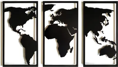 Image de Décoration murale Decorizzly® 3D triptyque carte du monde