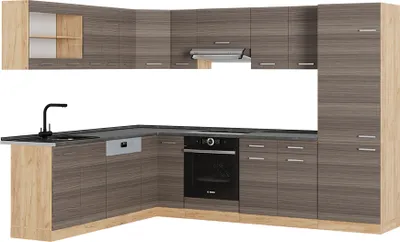 Produktbild von Eckküche Vicco R-Line Edelgrau/Goldkraft Eiche 287 x 60 cm , AP Anthrazit, Model 53938