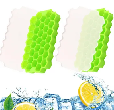 Produktbild von Flexible Ice Cube Trays 2 Stück, Silikon Eiswürfel-Formen Für Whiskey Und Cocktails, Mit Deckel Für Kühlschrank