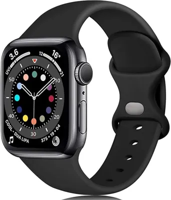 Produktbild von Apple Watch Armband 38mm 40mm 41mm Weiches Silikon Band für iWatch 1 2 3 4 5 6 7 8 9 SE , Schwarz