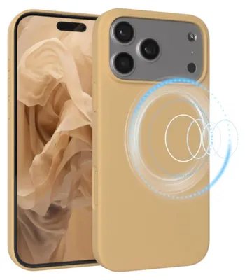 Produktbild von EAZY CASE Silikon MagSafe Handyhülle kompatibel mit Apple iPhone 17 Pro Max Hülle mit Kameraschutz, Silikonhülle, Schutzhülle Beige