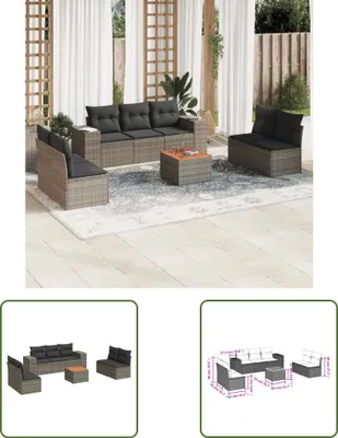 Produktbild von The Living Store 8-tlg. Garten-Sofagarnitur mit Kissen Grau Poly Rattan