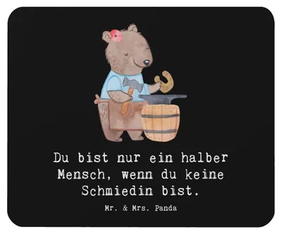 Produktbild von Mr. & Mrs. Panda Mauspad Schmiedin Herz - Schwarz - Geschenk, Mouse Pad, computer mousepad, pc mausunterlage, mousematte