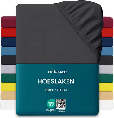 Obrázok produktu pre Fitted sheet 140 x 200 cm, tmavošedé, 100% bavlna, priedušné, hypoalergénne