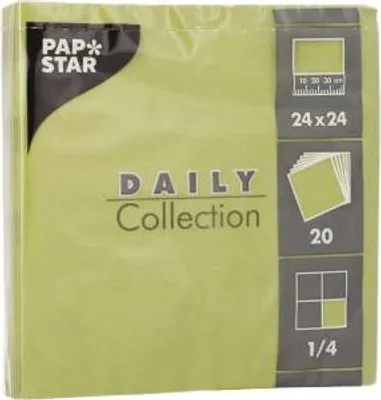 Produktbild von 400 Papstar Servietten DAILY Collection 1/4-Falz 24 cm x 24 cm olivgrün 37373